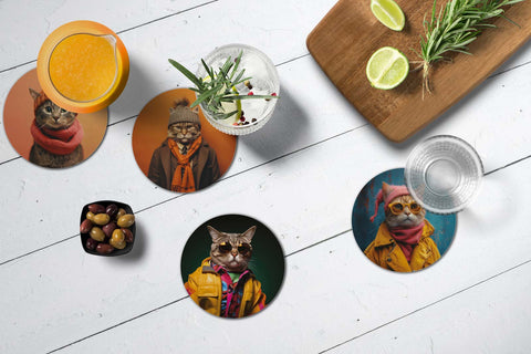 Funny Cats Coasters Set