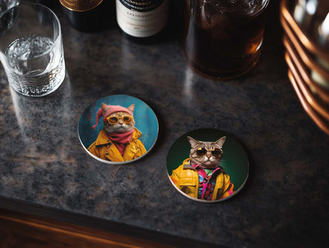 Funny Cats Coasters Set