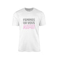 Unisex white t-shirt from the International Women's Rights Day collection with the message Femme on vous aime in black and magenta font. Fitted 100% cotton T-shirt with a strong feminist message to contribute to the fight for gender equality. Expressing your convictions is already a first step in this fight and in a stylish way.